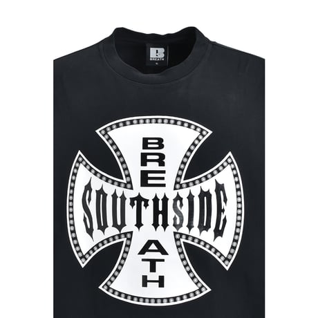 BREATH / southside cross logo tee black×white