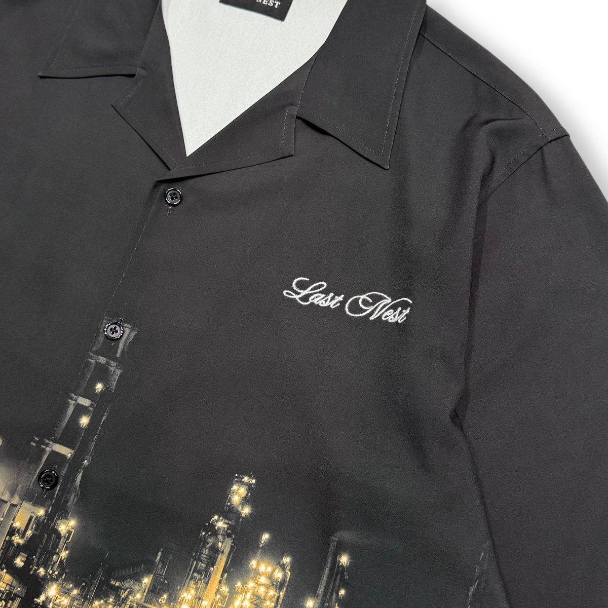 LAST NEST ブラックレザー ポロシャツ LAST NEST(ラストネスト)商品ページ - Leather Polo Shirt - Black