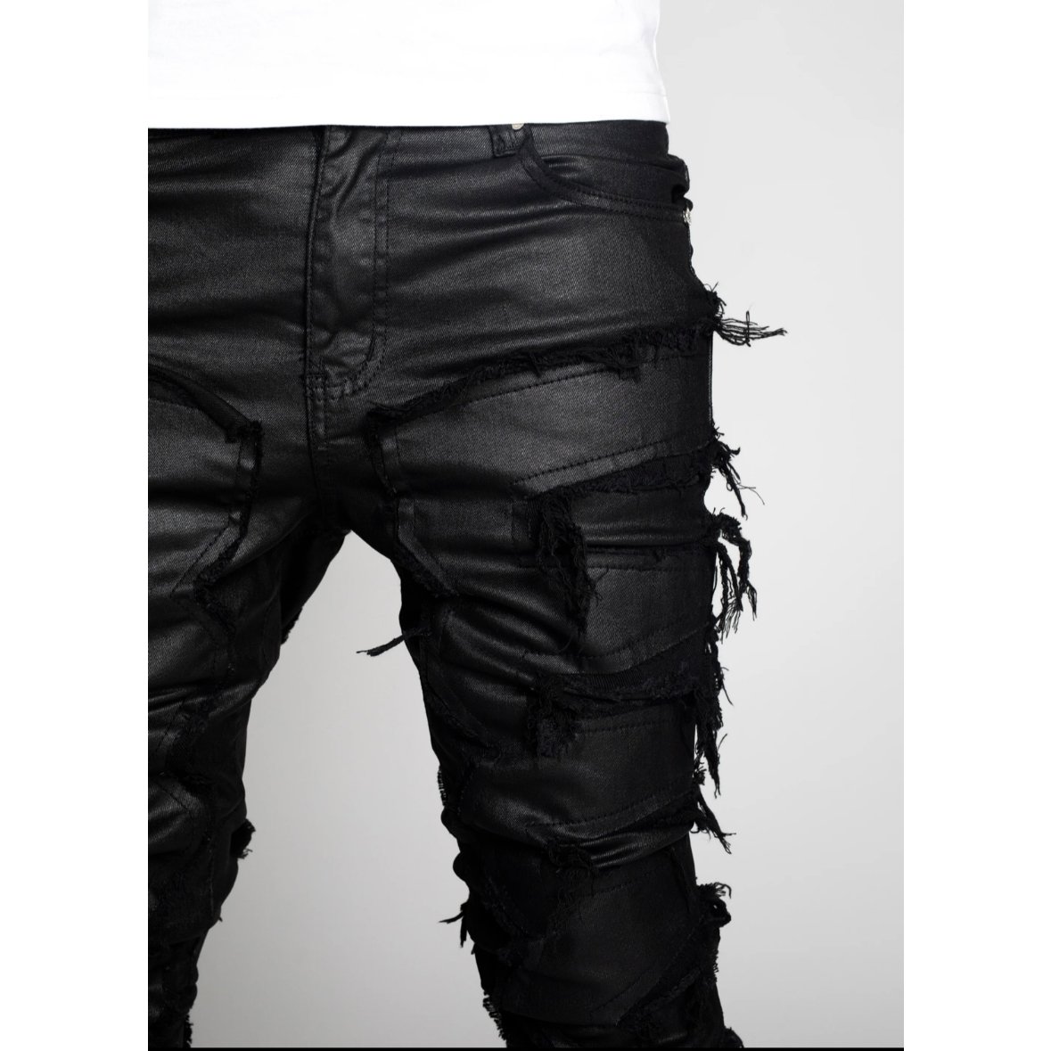 GUAPI / obsidian black waxed stacked denim | OT