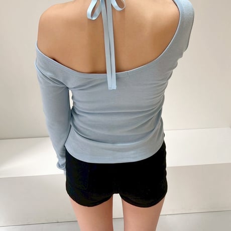 ribbon u-neck shirring top