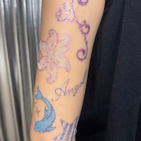 Lily & Dolphin Star <333 Body Jewelry Sticker 🐬🌺⭐️