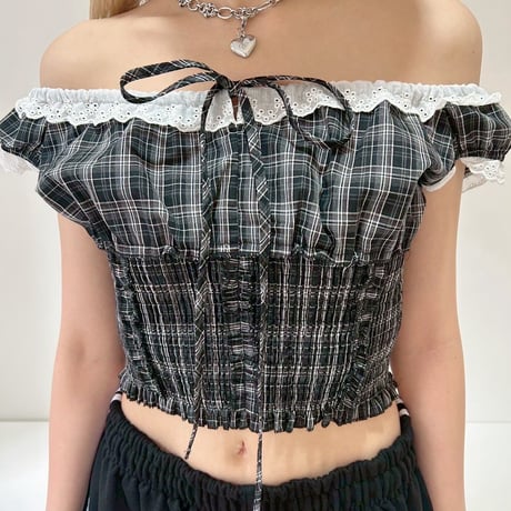 off-shoulder frill blouse