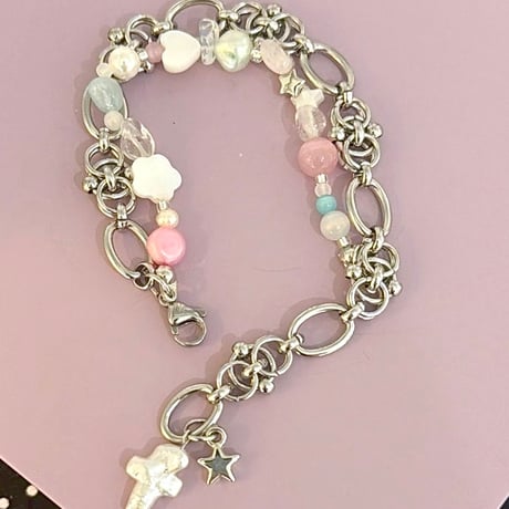 cross star drop chain bracelet ⊹˙∘•💫ᯓ