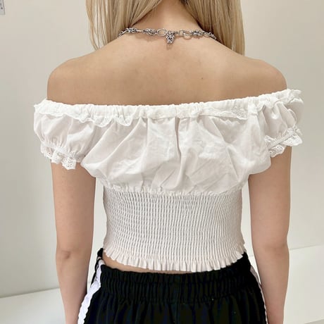 off-shoulder frill blouse