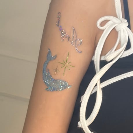 Lily & Dolphin Star <333 Body Jewelry Sticker 🐬🌺⭐️