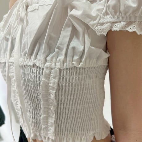 off-shoulder frill blouse