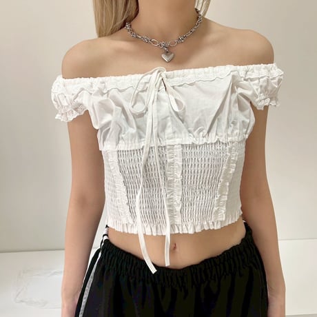 off-shoulder frill blouse