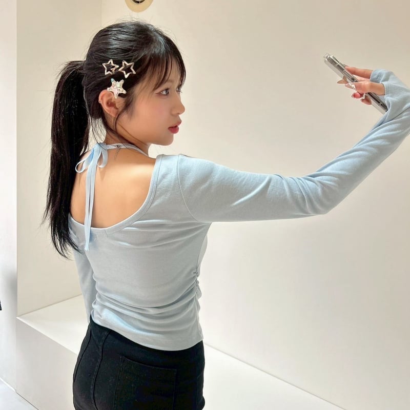 ribbon u-neck shirring top | sister g