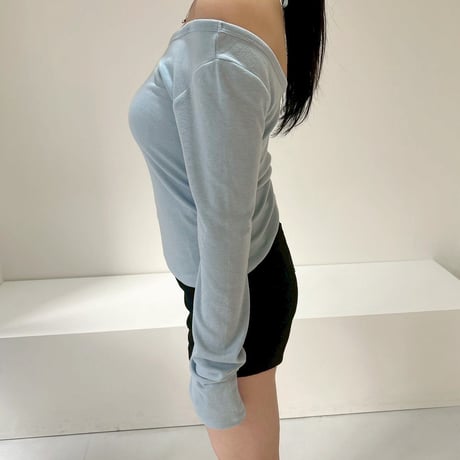 ribbon u-neck shirring top
