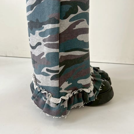 camo frill bootcut pants