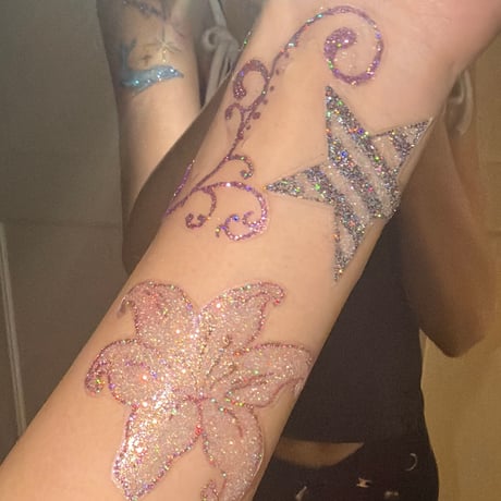 Lily & Dolphin Star <333 Body Jewelry Sticker 🐬🌺⭐️