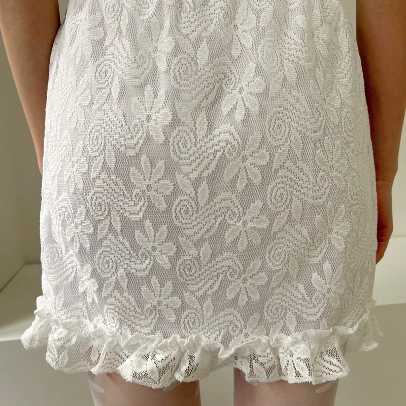 スカート flower lace skirt (white) FLOWER MIX LACE SHEER SKIRT