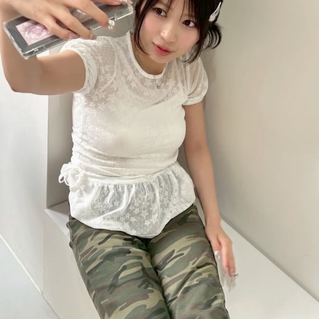 camo frill bootcut pants