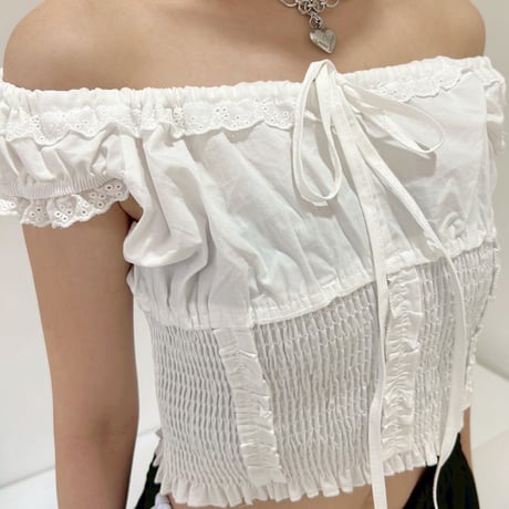off-shoulder frill blouse