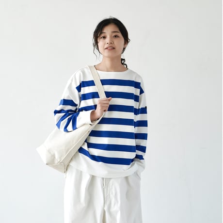 G.F.G.S.× ei-to blue Border T shirts "NAVAL relax"