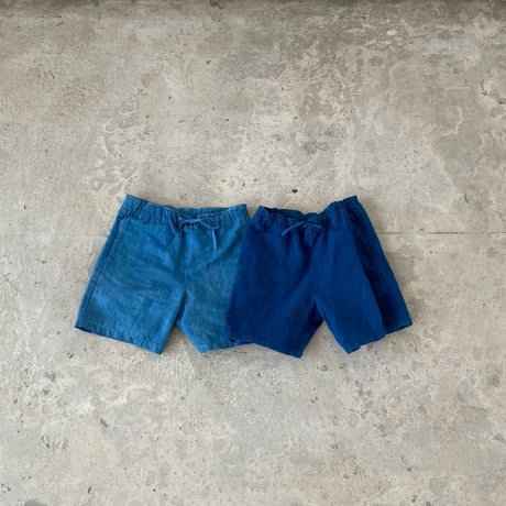 コットン×和紙のショートパンツ "本藍染"