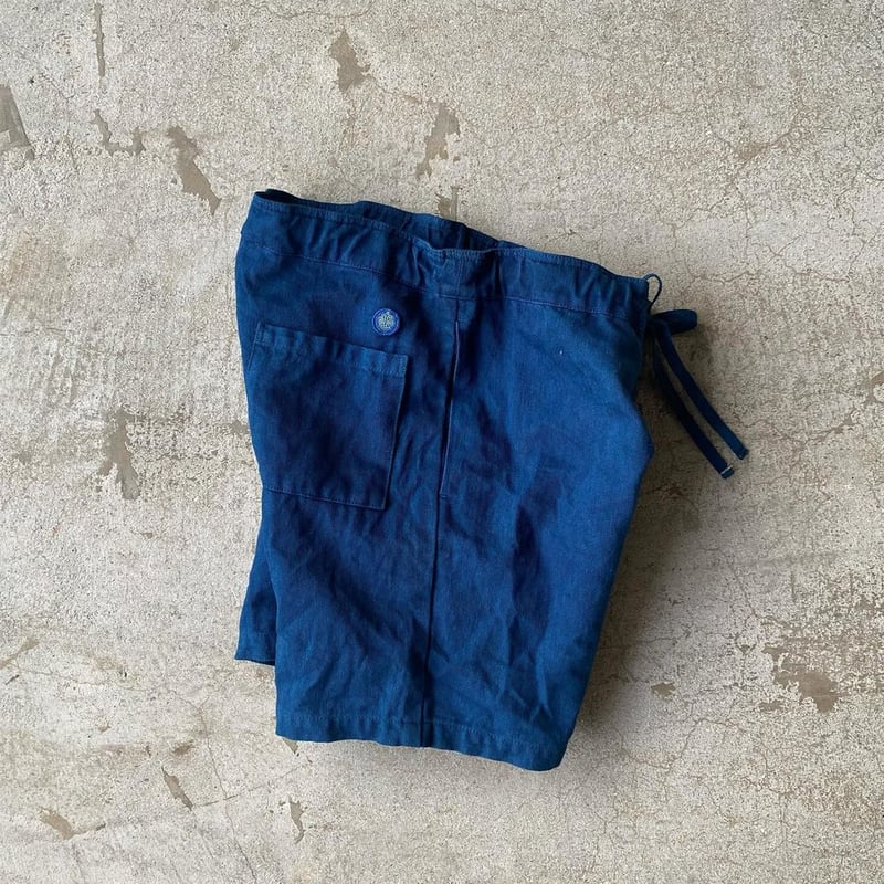 コットン100% 淡い青 ショートパンツ コットン×和紙のショートパンツ 