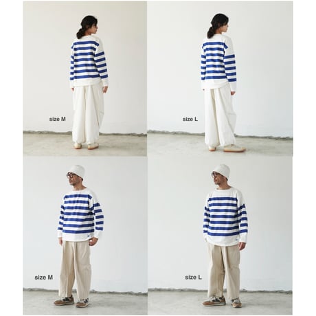 G.F.G.S.× ei-to blue Border T shirts "NAVAL relax"