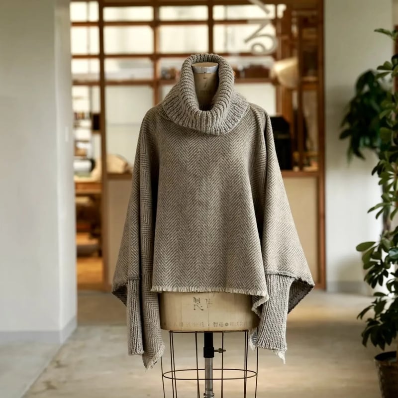 新品 WASTE YARN PROJECT ウール ニット ポンチョ evam eva vie エヴァムエヴァヴィー ウール セーブル ニット ポンチョ
