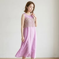 (編み図)_メタリックヤーンのネット編みビスチェ