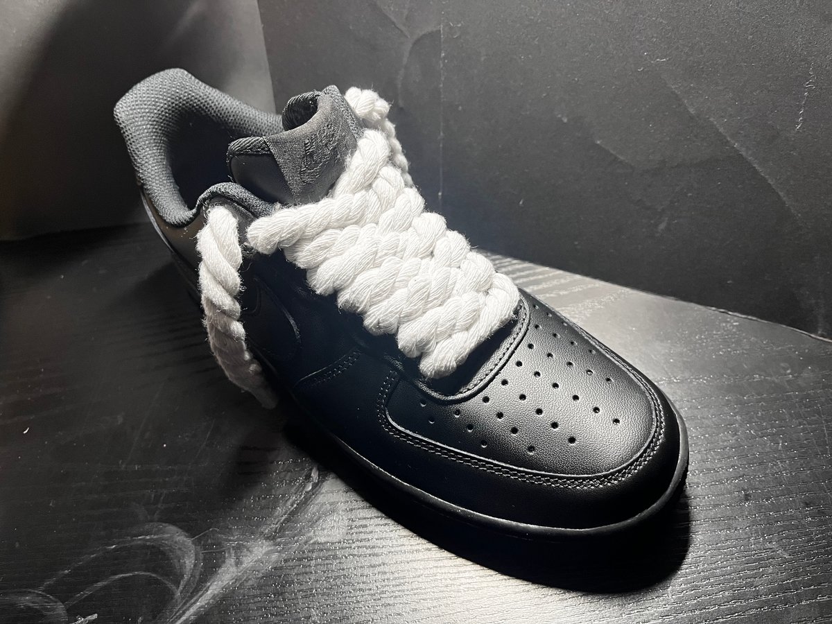 ロープフォース Amazon | Craoopii 太いロープレース Air Force 1用 黒と白の