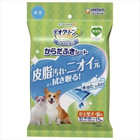 【お得なまとめ買い・24点セット】デオクリーン からだふきシート 中大型犬・猫用 無香（15枚入×24点）【 ペット用品 】　　　　　　　　　　　　　　　4520699642153