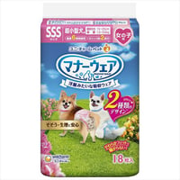 マナーウェア 女の子用 SSSサイズ ピンクリボン・青リボン（18枚）【ユニ・チャーム】 【 ペット用品 】　　　　　　　　　　4520699627464