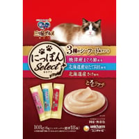≪地域限定配送≫【お得なまとめ買い】銀のスプーン 三ツ星グルメ おやつにっぽんSelect とろリッチ3種のシーフード味アソート まぐろ節＆ほたて貝柱＆さけ使用１０８ｇ　［ユニ・チャームペット］
