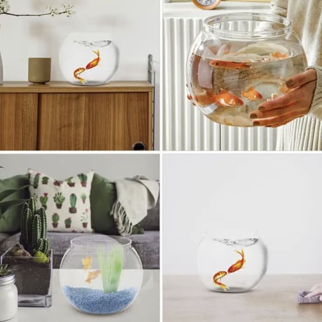 プラスチック製 丸型金魚鉢（最大幅21cm×高さ18cm）【アクアリウム・テラリウム兼用】　　　　　　　20240308-5147