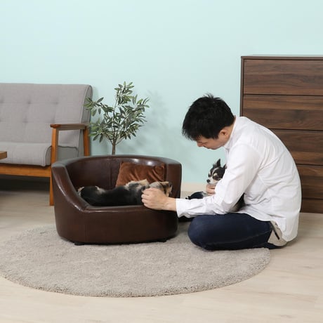 ペットソファ （ブラウン）【ベルベット調】 【ペット用品】　　　　　　　　　45229
