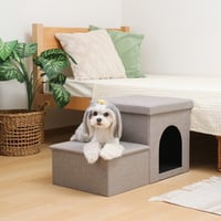 収納付きペットハウス 2段 ドッグステップ （ライトグレー） 【ペット用品】　　　　　　　　　53724