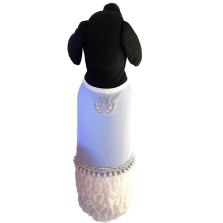 HEVN ヒョウ柄パイル2トーンワンピース(ブルー) 【国産ウェア】 【ハンドメイド】