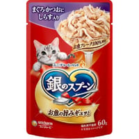 ≪地域限定配送≫【お得なまとめ買い】銀のスプーン パウチ まぐろ・かつおにしらす入り ６０ｇ　［ユニ・チャームペット］