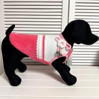 HEVN 花モチーフ付きパイル2トーンワンピース(ピンク） 【国産ウェア】 【ハンドメイド】