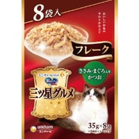 ≪地域限定配送≫【お得なまとめ買い】銀のスプーン 三ツ星グルメ パウチフレークささみ・まぐろ入りかつお ３５ｇ×８袋　［ユニ・チャームペット］