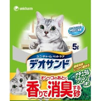 【お得なまとめ買い・4点セット】デオサンド オシッコのあとに香りで消臭する砂 ナチュラルグリーンの香り（5L×4点） 【ユニ・チャーム】 【 ペット用品 】　　　　　　4520699651599