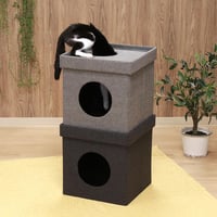 ペットハウス クッションベッド 2階建て (グレー×ブラック) 【システムK】 【ペット用品】　　　　　　　　53713