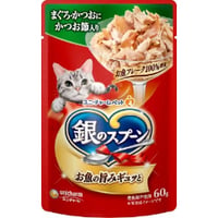 ≪地域限定配送≫【お得なまとめ買い】銀のスプーン パウチ まぐろ・かつおにかつお節入り ６０ｇ　［ユニ・チャームペット］