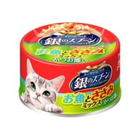 ≪地域限定配送≫【お得なまとめ買い】銀のスプーン 缶 お魚とささみミックスかつお節入り ７０ｇ　［ユニ・チャームペット］