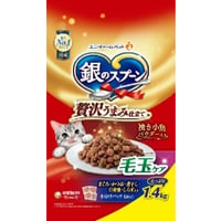 ≪地域限定配送≫【お得なまとめ買い】銀のスプーン 贅沢うまみ仕立て毛玉ケアまぐろ・かつお・煮干し・白身魚・しらす入り １．４ｋｇ　［ユニ・チャームペット］