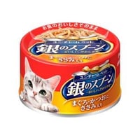 ≪地域限定配送≫【お得なまとめ買い】銀のスプーン 缶 まぐろ・かつおにささみ入り ７０ｇ　［ユニ・チャームペット］