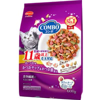≪地域限定配送≫【お得なまとめ買い】コンボキャット 毛玉対応１１歳以上 かつお味・かつおチップ・かつお節添え １１歳以上６００ｇ　［日本ペットフード］