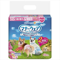 マナーウェア 女の子用 SSS ピンクリボン・青リボン（42枚）【ユニ・チャーム】【 ペット用品 】　　　　　　　　　　　　　　　4520699677384