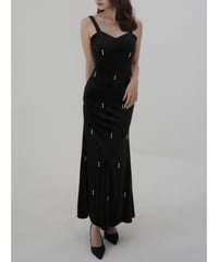 Beroa Pearl Accent Black Long Dress