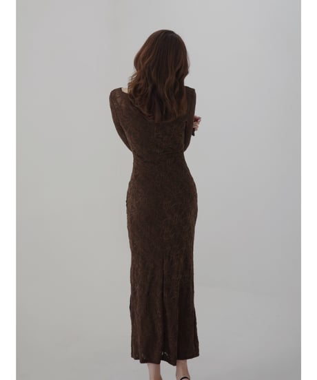 Textured Long Dress brown