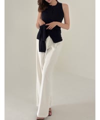 Sleeveless Knit Button-Front Top with Waist Tie