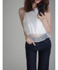 Sheer Layered Pleated Tank Top