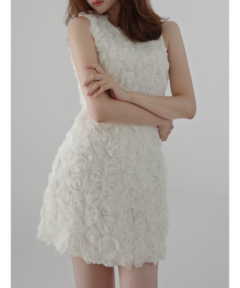 ワンピース bocheron Rose Floral Texture Mini Dress Rose Floral Texture Mini Dress | BOCHERON
