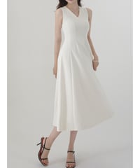 Elegant Flare V-Neck Dress White