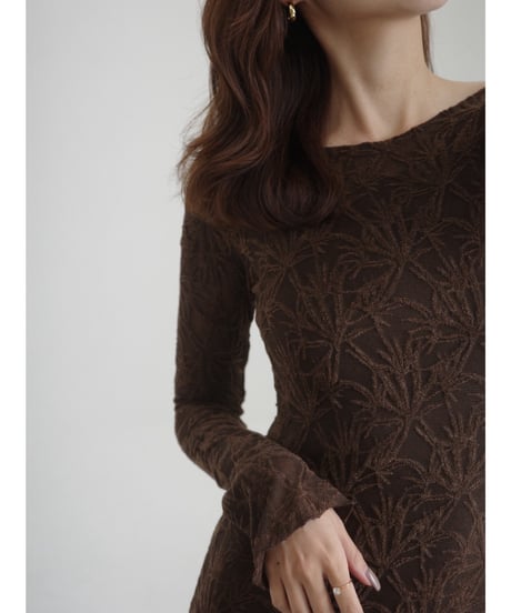 Textured Long Dress brown